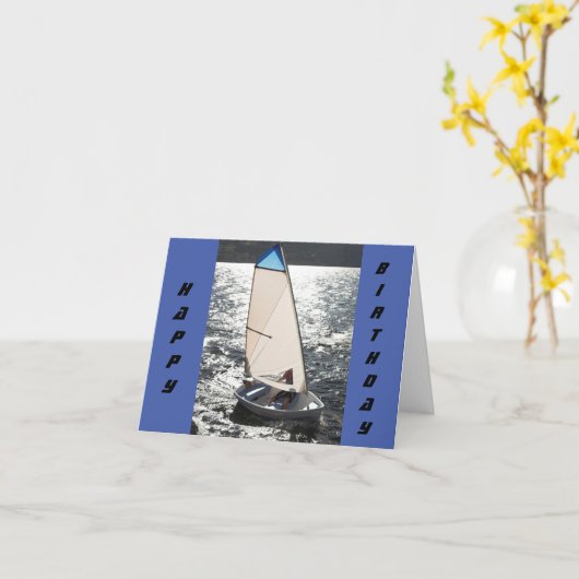 **あなたの誕生日で**順方向にスムーズに帆走 カード (黄色い花)