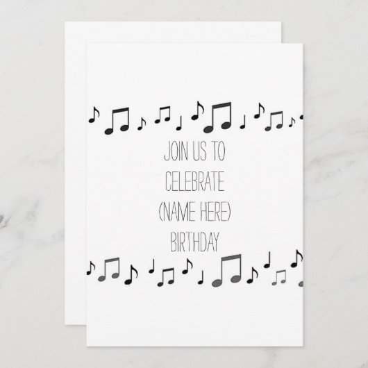 あなたの誕生日にこの招待状を歌う楽譜 招待状 (正面/裏面)