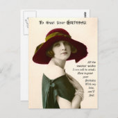 あなたの誕生日に ヴィンテージ写真の女性が挨 ポストカード (正面/裏面)
