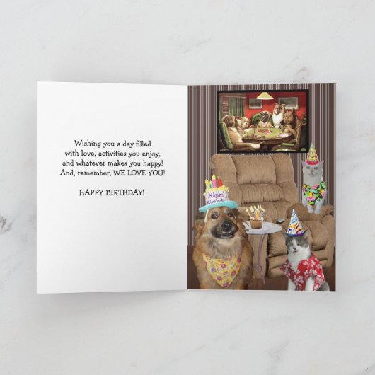 あなたの誕生日のかわいい猫の誕生日カードだと思う カード (内部)