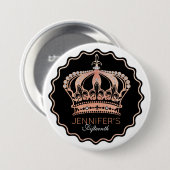 あなたの誕生日のための金ゴールドのバラのグリッターの王冠 缶バッジ (正面&裏面)