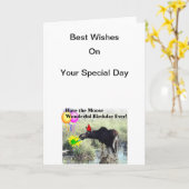 あなたの誕生日のアメリカヘラジカの願い カード (黄色い花)