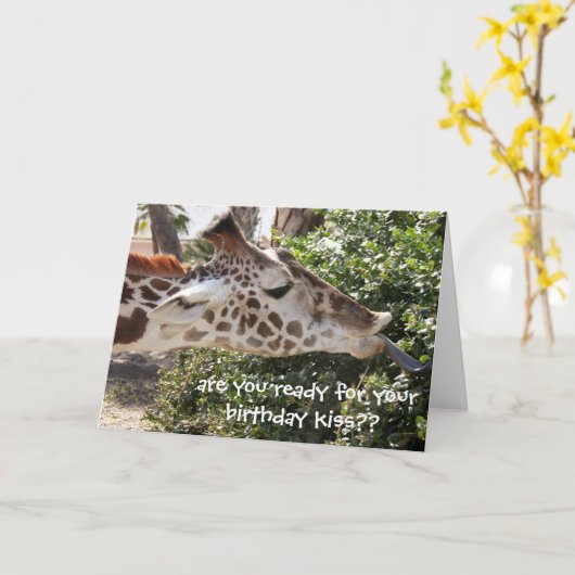 あなたの誕生日のキスの準備ができたおもしろいなキリンカードか。か。 カード (黄色い花)