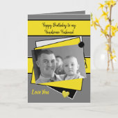 あなたの誕生日のグレーの写真にハンサムな夫 カード (黄色い花)