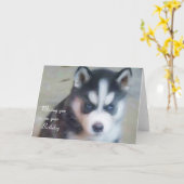 あなたの誕生日のハスキーな子犬カードの恋しく思うこと カード (黄色い花)
