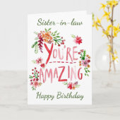 あなたの誕生日カードに驚くべき義理の妹 カード (黄色い花)