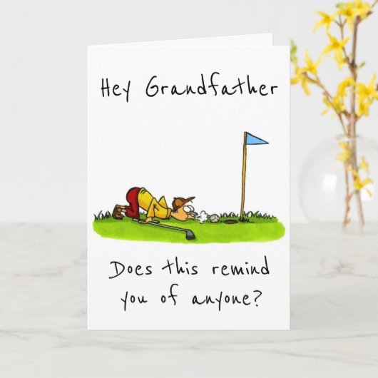 あなたの誕生日カードの私の*ゴルフの祖父*へ カード (黄色い花)