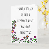 あなたの誕生日リマインダー私が取得している年おもしろい カード (黄色い花)