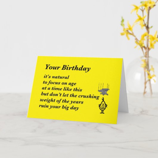 あなたの誕生日-おもしろいな誕生日の詩 カード (黄色い花)