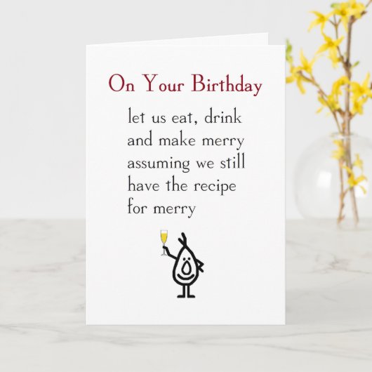 あなたの誕生日-おもしろいハッピーバースデー詩 カード (黄色い花)