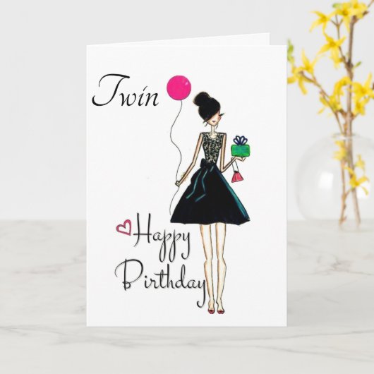 あなたの誕生日**ツイン**愛してる!!! カード (黄色い花)