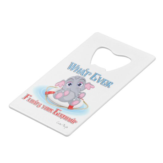 あなたの象を浮かせるものは何でもベビー クレジットカード栓抜き (裏面アングル)