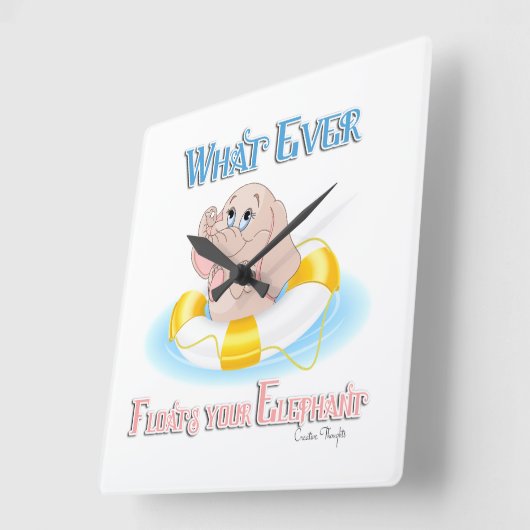 あなたの象を浮かせるものは何でも4 スクエア壁時計 (傾斜)