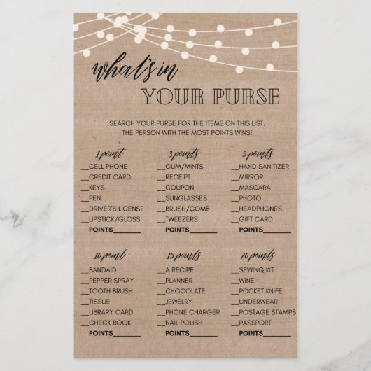 あなたの財布のゲームに何がクラフトブライダルシャワー チラシ (正面)