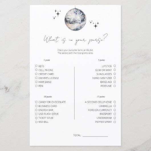 あなたの財布のゲームの中に何があるかディスコブライダルシャワー (正面)