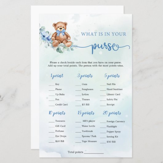 あなたの財布のゲームの中に何がテディベアユーカリ (正面/裏面)