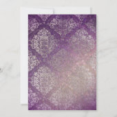 あなたの財布のパープルダマスクブライダルシャワーの中に何がある 招待状 (裏面)
