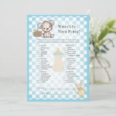 あなたの財布の中には何が入っていますか？ テディベアピクニックゲームカード 招待状 (スタンド正面)