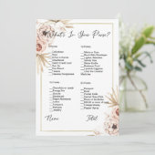 あなたの財布の中に何があるボホフローラブライダルシャワー 招待状 (スタンド正面)