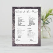 あなたの財布の中に何がブラックダマスクブライダルシャワー 招待状 (スタンド正面)