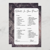 あなたの財布の中に何がブラックダマスクブライダルシャワー 招待状 (正面/裏面)