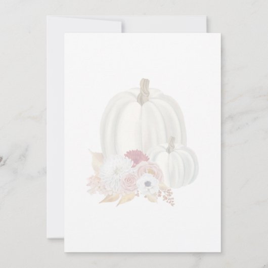 あなたの財布の中に何が白かぼちゃのブライダルシャワー 招待状 (裏面)