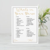 あなたの財布の中に何が白と金ゴールドブライダルシャワー 招待状 (スタンド正面)