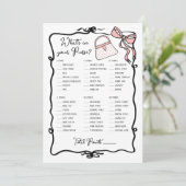 あなたの財布の中身は？ 手描きの弓のブライダルゲーム 招待状 (スタンド正面)