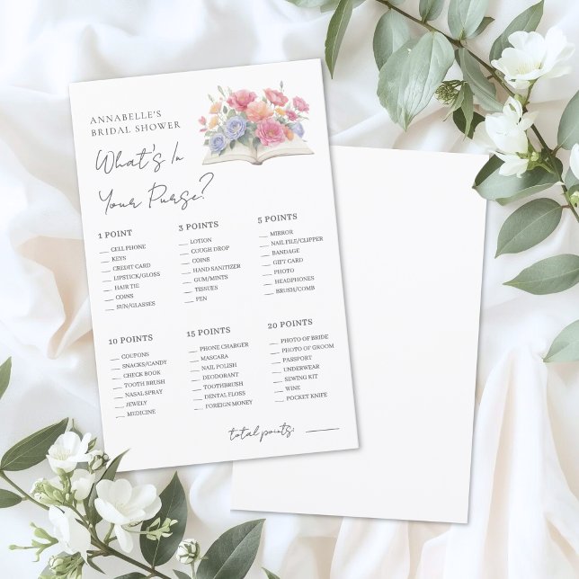 あなたの財布の中身は？ 結婚前のお茶会ゲーム (Whats In Your Purse Book Bridal Shower Game)