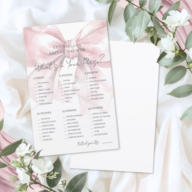 あなたの財布の中身 ブライダルシャワーのゲーム (What's In Your Purse Bridal Shower Game)