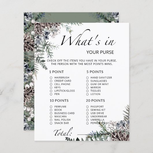 あなたの財布の冬の赤ちゃんシャワーゲームに何がある (正面/裏面)