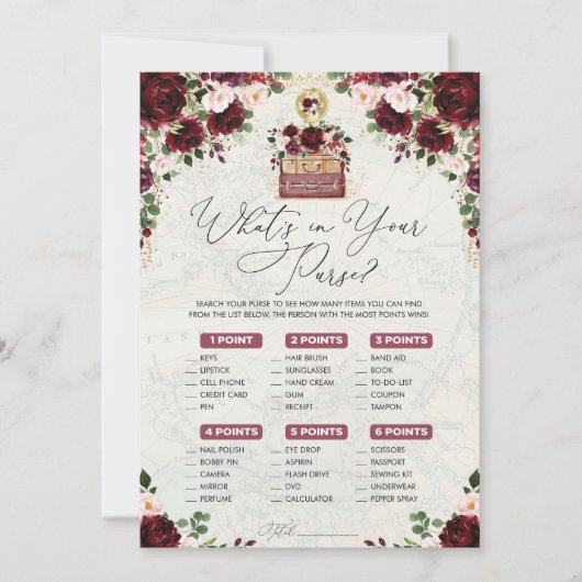 あなたの財布の旅行マップに何がブライダルゲームカード 招待状 (正面)