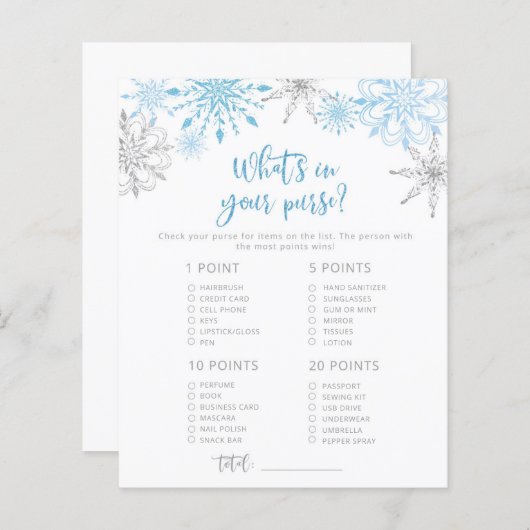 あなたの財布の赤ちゃんシャワーゲームで雪の結晶はwhats (正面/裏面)