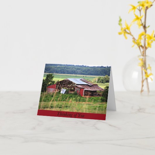 あなたの赤い納屋の考えることメッセージカード カード (黄色い花)
