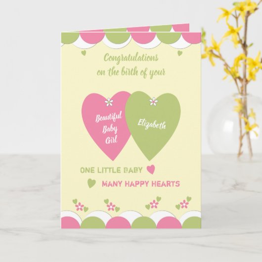 あなたの赤ちゃんの誕生おめでとう カード (黄色い花)