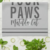 あなたの足の名前を拭くグレーペットキッチンタオル キッチンタオル (折り畳み)