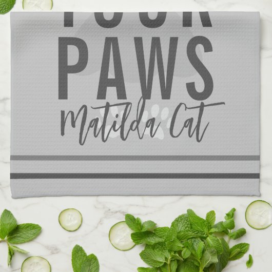 あなたの足の名前を拭くグレーペットキッチンタオル キッチンタオル (折り畳み)