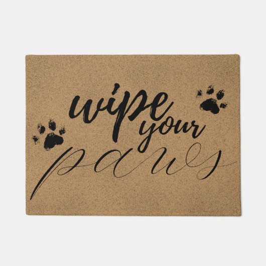 あなたの足を拭おもしろいくペットタイポグラフィ茶色のポープリント ドアマット (正面)