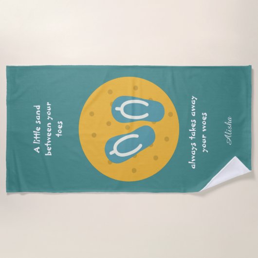 あなたの足指の間の小さな砂 – ビーチサンダル ビーチタオル (正面)