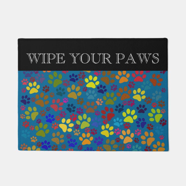 あなたの足色猫の足のプリントパターンを拭いて下さい ドアマット (正面)