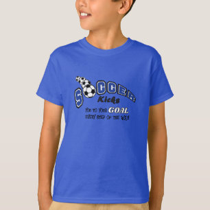 あなたの蹴ゴールにサッカー – 青 Tシャツ