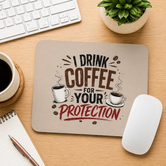 あなたの身を守るためにコーヒーを飲んでいます マウスパッド