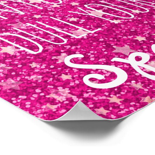 あなたの輝きを鈍くしない引用文 |ピンクのグリッター星 ポスター (角)