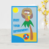 あなたの退職を楽しんで下さい! ビーチカードのフクロウ カード (黄色い花)