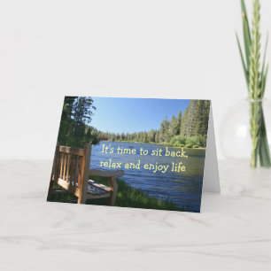あなたの退職、ベンチ、湖のお祝い カード
