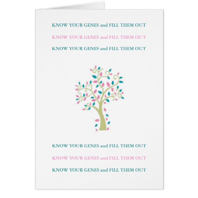 あなたの遺伝子を知って下さい及び記入して下さい! (正面)