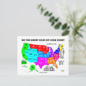 あなたの郵便番号ゾーンを知っていますか？（アメリカ地図） ポストカード (スタンド正面)