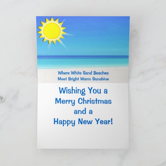 あなたの都市が付いているフロリダのビーチのクリスマスカード シーズンカード (内部)