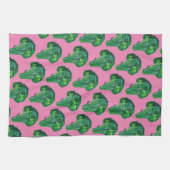 あなたの野菜の食べ大きな美しいブロッコリーのピンク キッチンタオル (横)