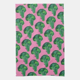 あなたの野菜の食べ大きな美しいブロッコリーのピンク キッチンタオル